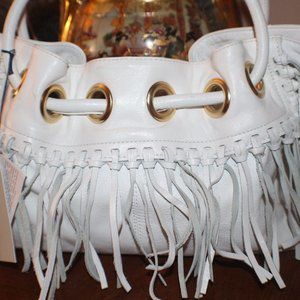 NWT Roberta Gandolfi White Leather Tassle Handbag